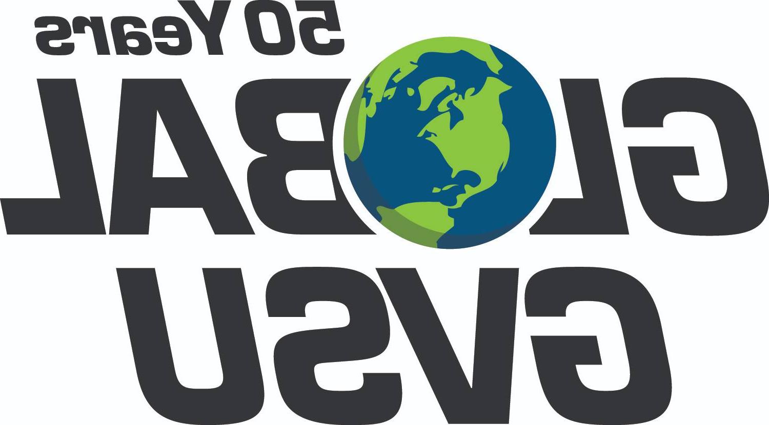 Global 50 logo with earth as the O in the word global